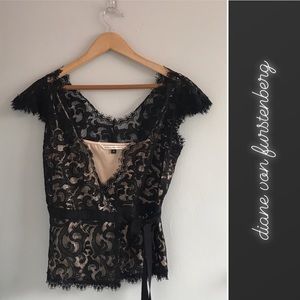 Diane Von Furstenberg Essex lace Wrap Blouse